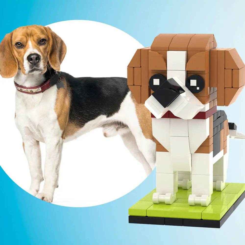 Customizable Beagle Dog Brick Figure – Unique Full Body Mini Block Display - Customise Now