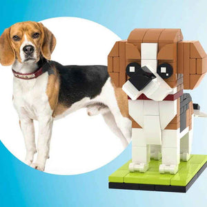 Customizable Beagle Dog Brick Figure – Unique Full Body Mini Block Display - Customise Now