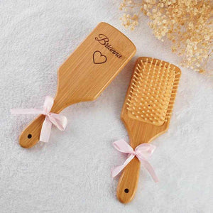 Personalized Hairbrush – Custom Name & Heart Engraved Wooden Comb - Customise Now