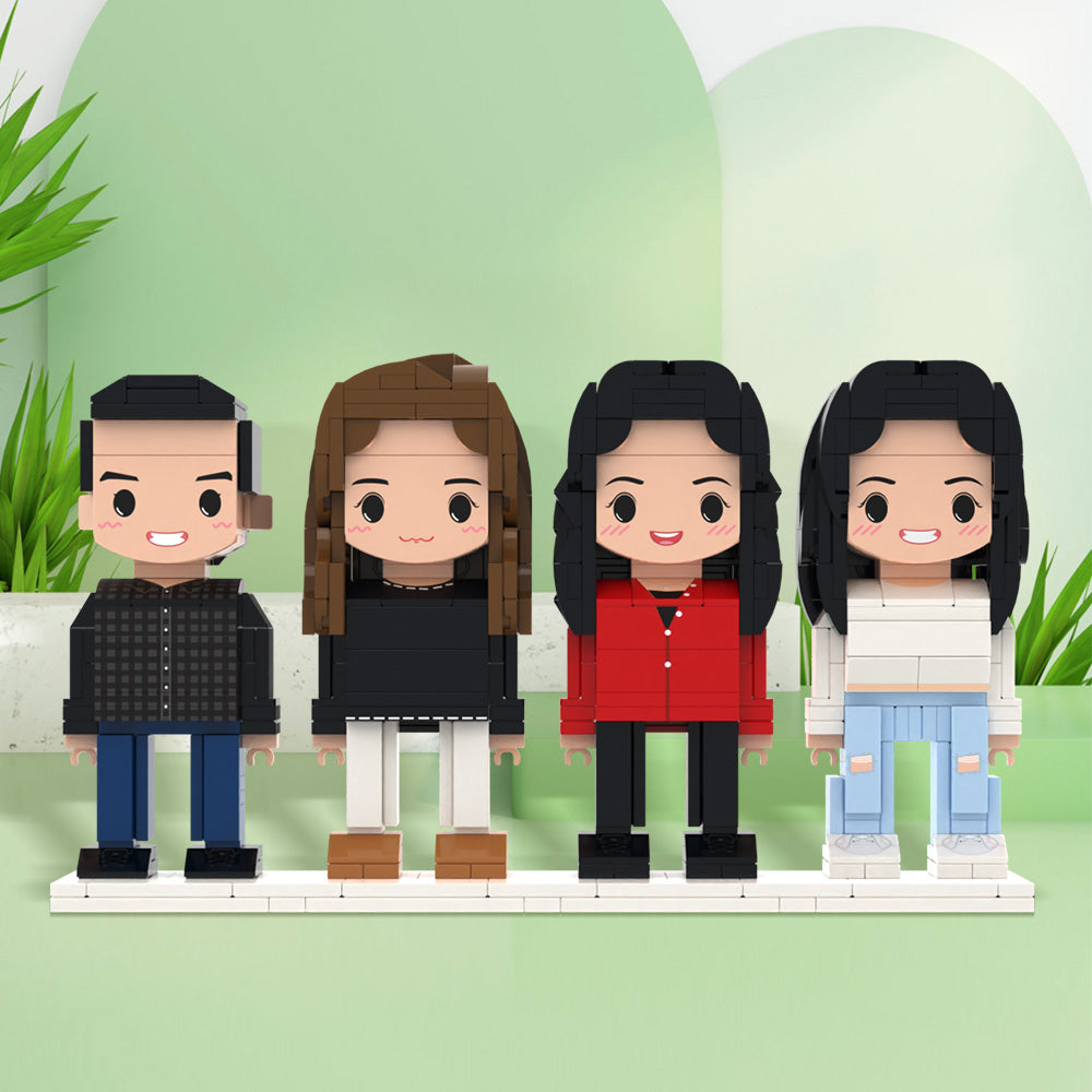 Full Body Customisable 4-Person Brick Figures Set – Personalised Group Keepsake Gift