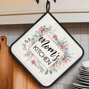 Personalized Floral Oven Mitt & Pot Holder Set – Custom Kitchen Gift with Name or Text - Customise Now
