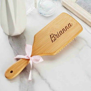 Personalized Hairbrush – Custom Name & Heart Engraved Wooden Comb - Customise Now