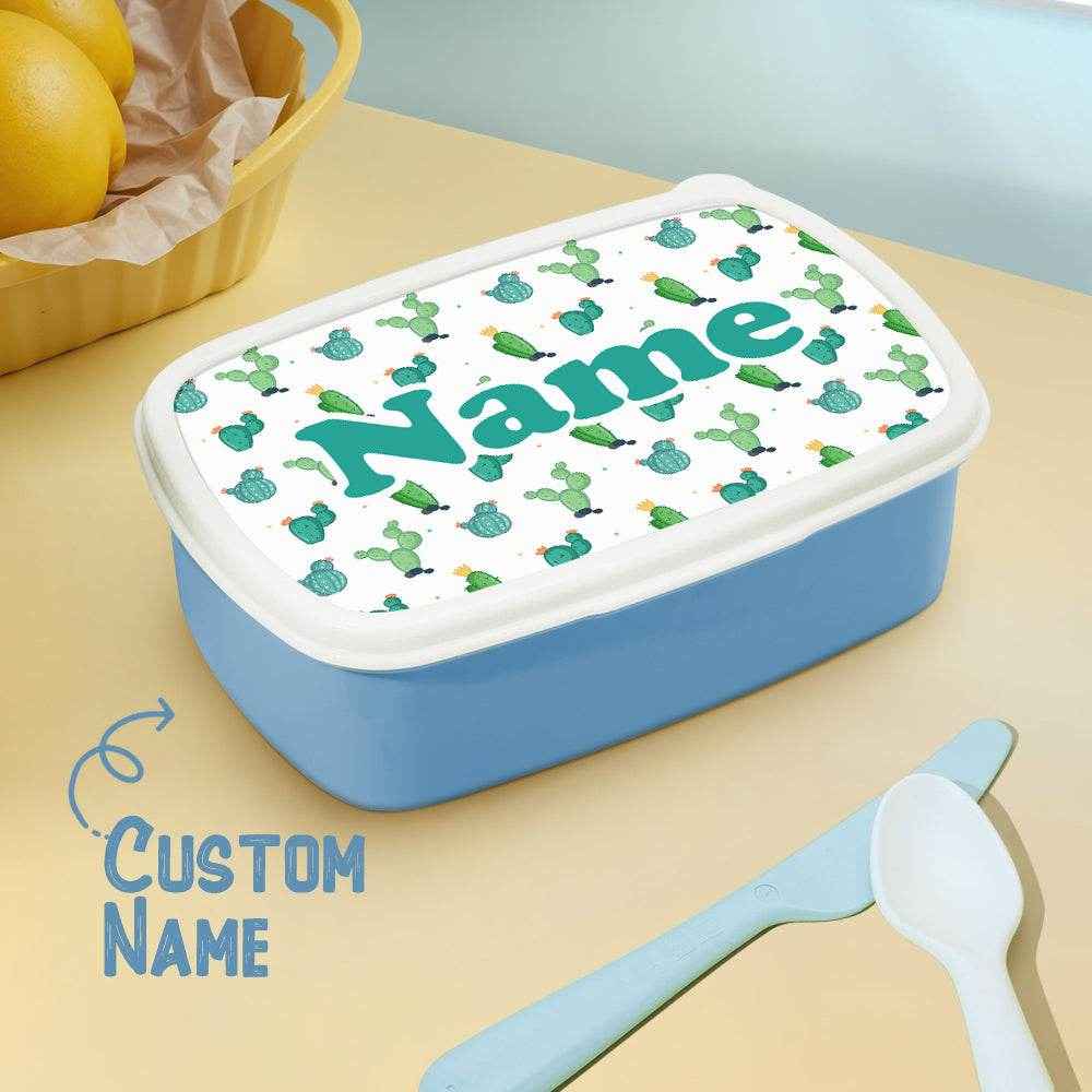 Personalized Name Lunch Box – Cute Cartoon Cactus Design - Customise Now