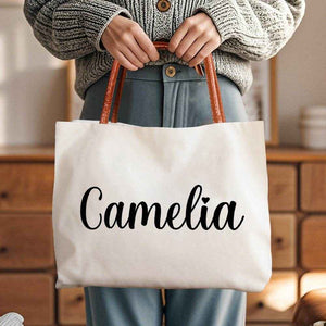 Personalized Name Canvas Tote Bag with Magnetic Buckle – Custom Gift for Her - Customise Now