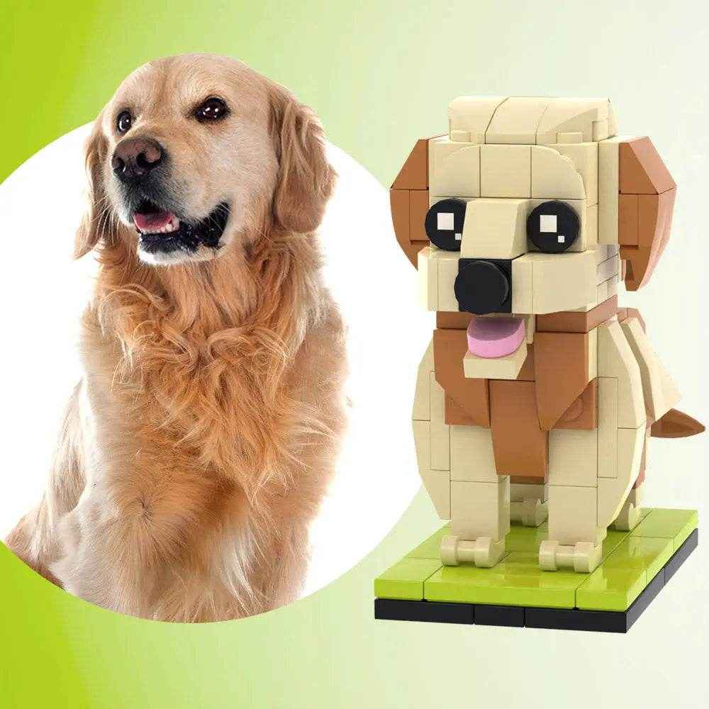 Customizable Golden Retriever Dog Brick Figure – Unique Full Body Mini Block Display - Customise Now