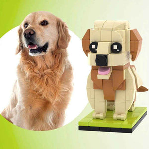 Customizable Golden Retriever Dog Brick Figure – Unique Full Body Mini Block Display - Customise Now