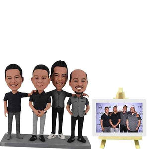 Customizable 4 Bobblehead Figures – Engraved Text & Full Body Customization - Customise Now