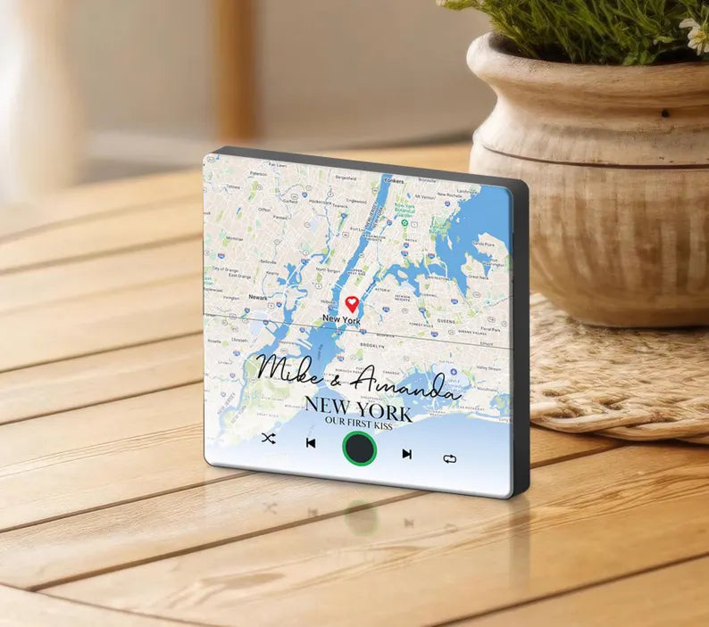 Custom Map & Music Fridge Magnet – Personalised Romantic Gift for Couples