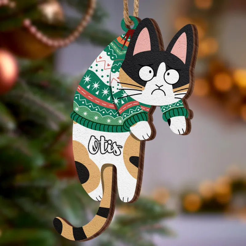 Personalized Name Christmas Tree Wooden Ornament Hanging Cat Christmas Gifts