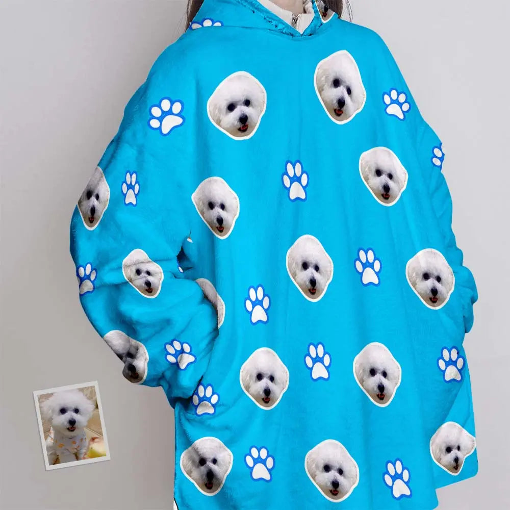Custom Face Blanket Pajama Hoodie – Personalized Women’s Sleepwear