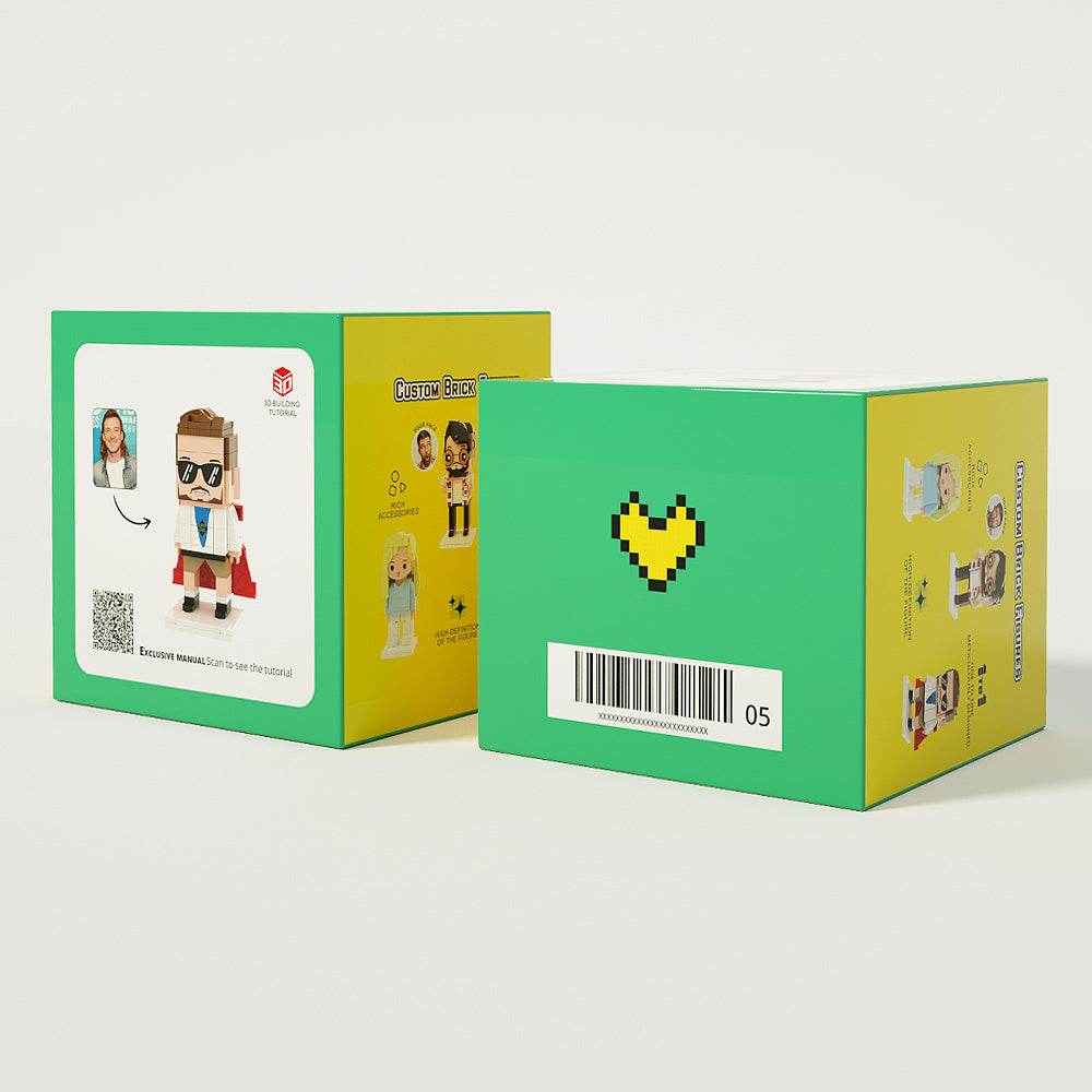 Customizable Full Body Brick Figures – Personalized 2-Person Mini Block Toy - Customise Now