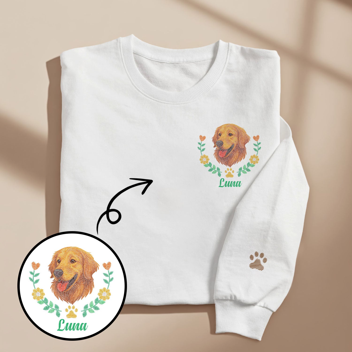 Custom Pet Name Sweatshirt – Embroidered-Style Pullover for Pet Lovers