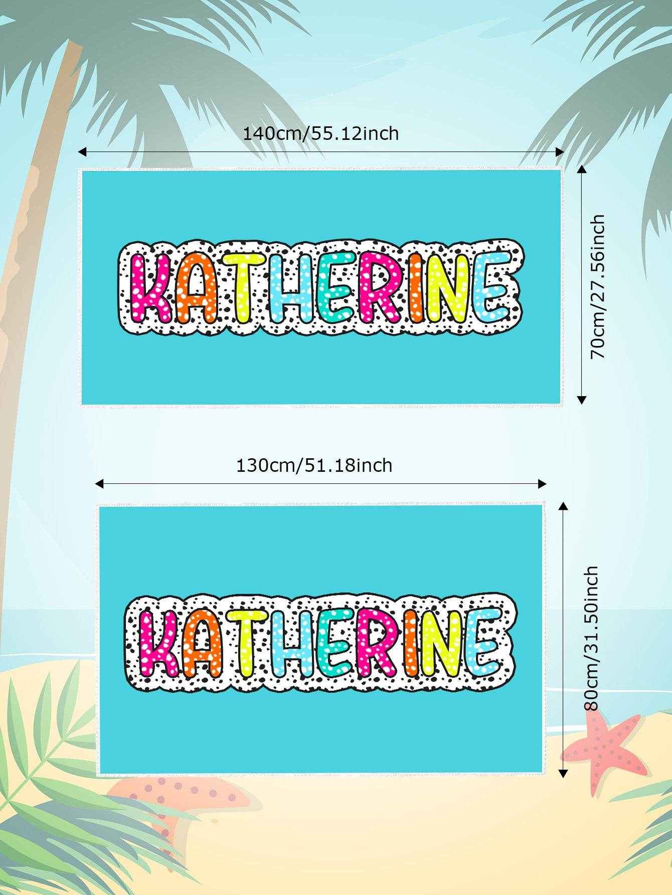 Personalized Dalmatian Dots Beach Towel with Rainbow Name - Customise Now