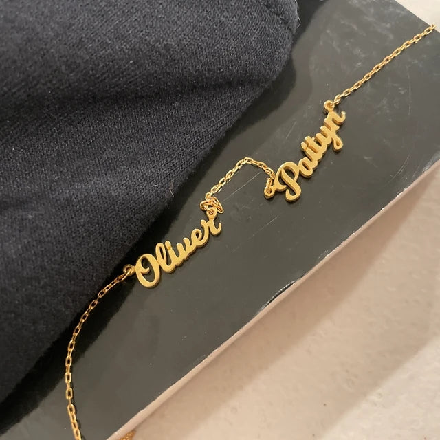 Personalized 2-4 Names Necklace Custom Family Nameplate Necklace