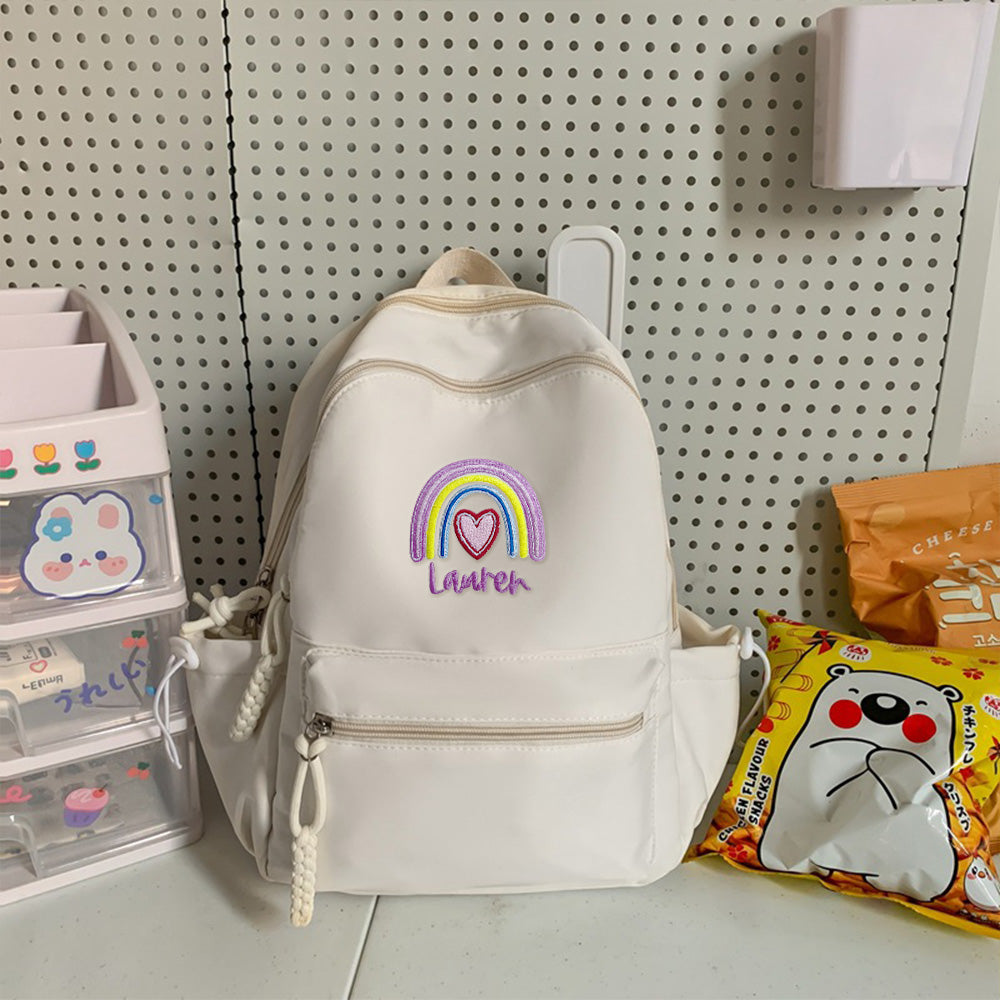 Personalized Embroidered Rainbow Backpack – Custom Kids’ School Bag with Name