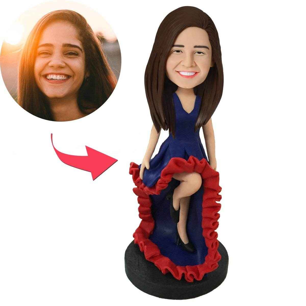 Elegant Dance-Themed Bobblehead – Personalized Female Dancer Figurine - Customise Now