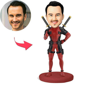 Custom Bobblehead in Deadpool Suit – Personalized Merc with a Mouth Figure - Customise Now