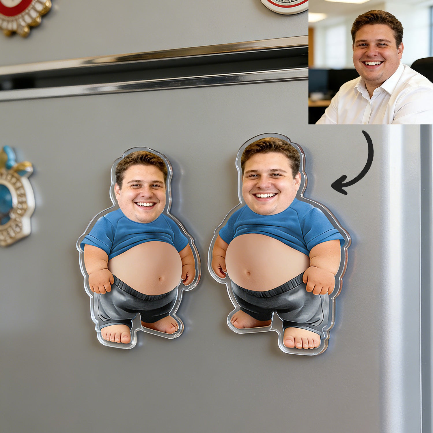 Custom Face Squishy Belly Anti-collision Sticker – Personalized Photo Sticker with Soft Squeeze Belly, Cute Funny Gift