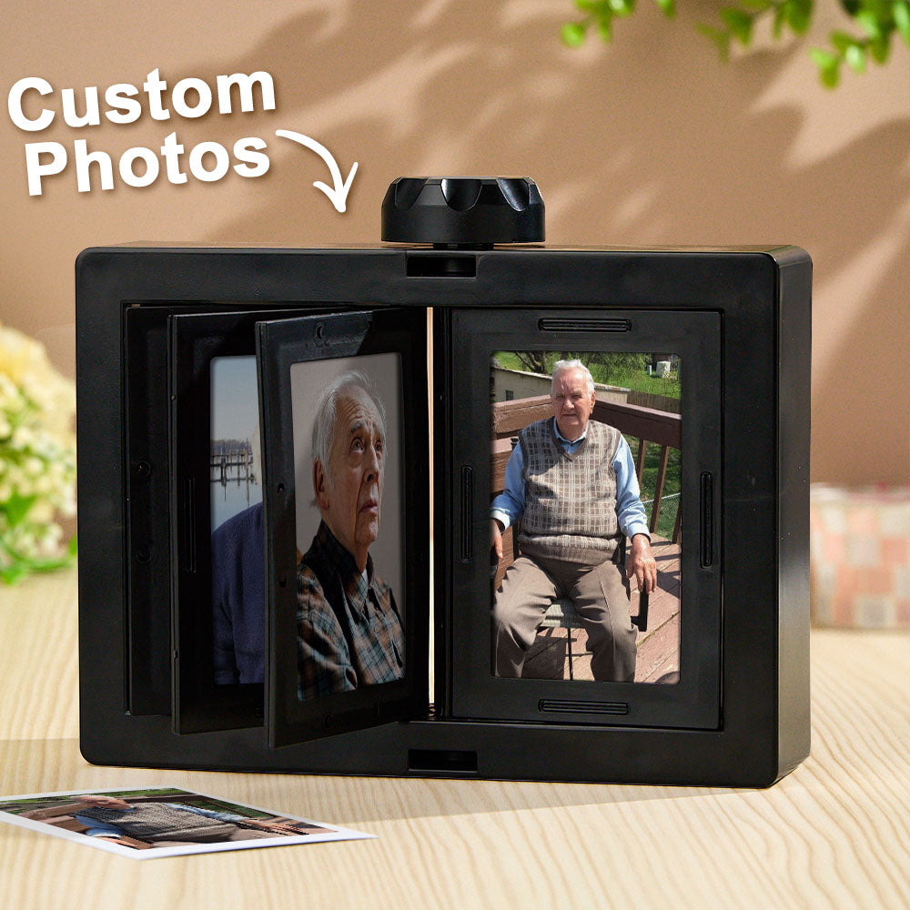 Personalized Rotating Photo Frame Carousel Custom Photo Desktop Photo Reel Flip & Spin Photo Box Valentines Gift Anniversary GIft