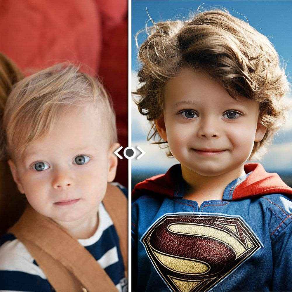 Personalized Superman Portrait Frame – Custom Face Gift for Him / Dad - Customise Now