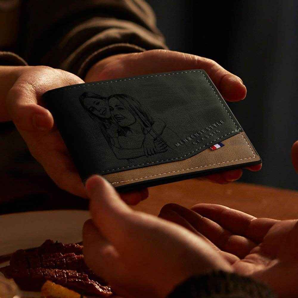 Personalized Men’s Wallet – Custom Leather Wallet with Engraved Photo - Customise Now