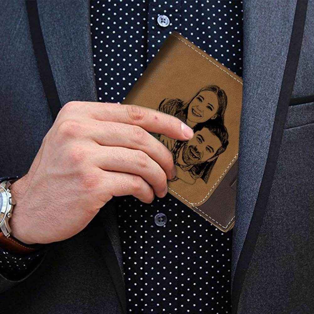 Personalized Bifold Wallet for Men – Custom Engraved Photo & RFID Block - Customise Now