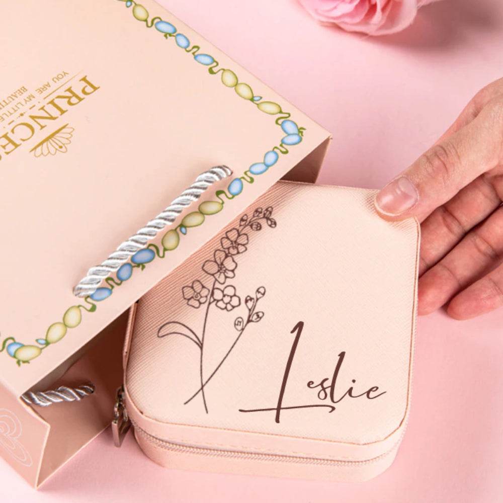 Personalized Birth Flower Jewelry Box – Custom Jewelry Organizer & Storage Gift for Her - Customise Now