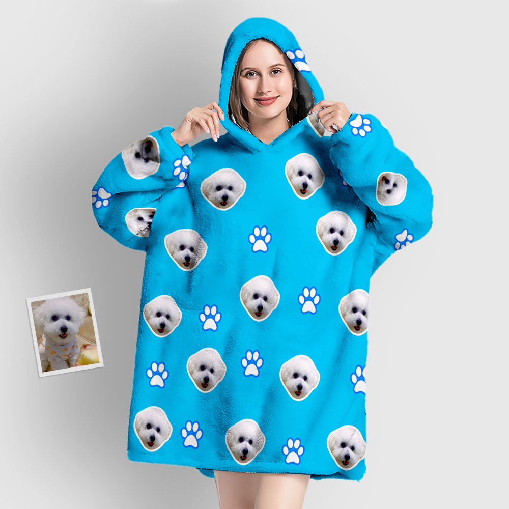 Custom Face Blanket Pajama Hoodie – Personalized Women’s Sleepwear