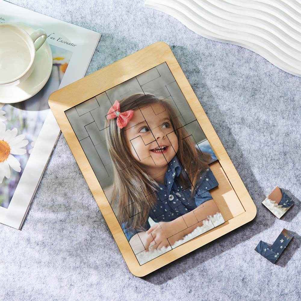 Tetris-Shaped Custom Photo Puzzle – Personalized Wooden Frame Decor - Customise Now