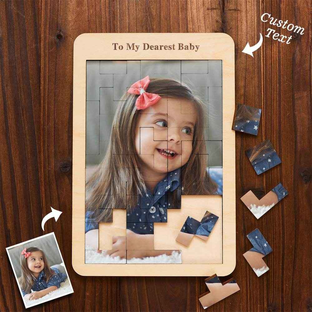 Tetris-Shaped Custom Photo Puzzle – Personalized Wooden Frame Decor - Customise Now