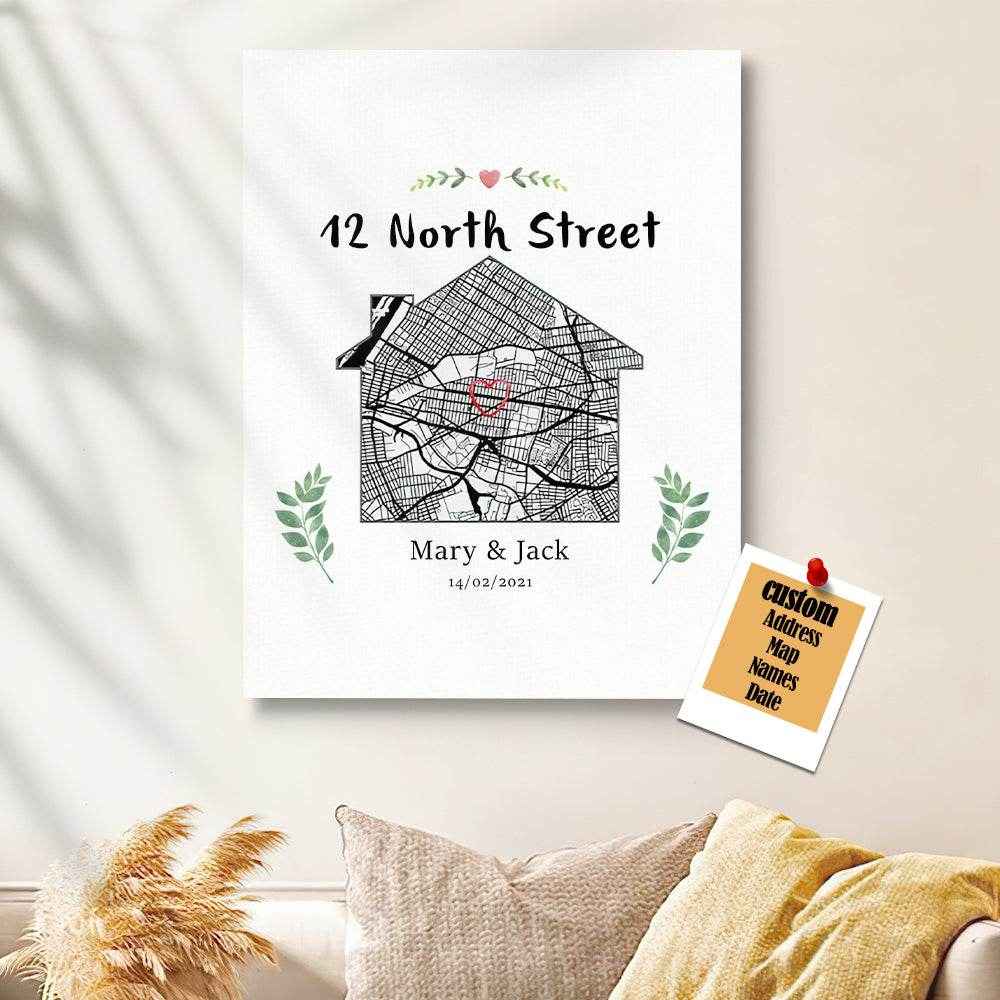 Personalized Home Map Canvas – Custom House Design Wall Decor - Customise Now