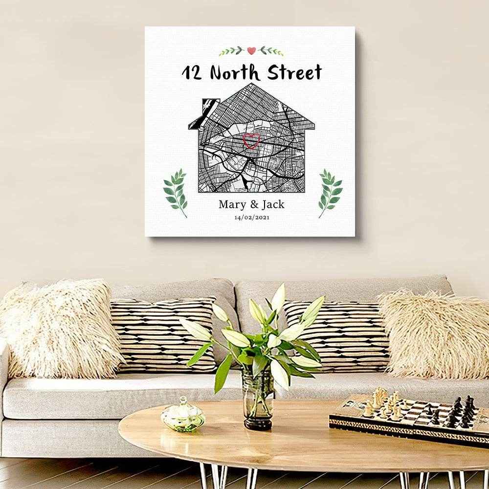 Personalized Home Map Canvas – Custom House Design Wall Decor - Customise Now