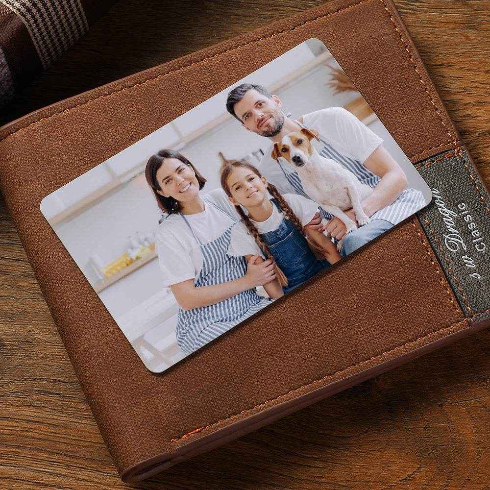 Custom Wallet Insert Card – Engraved Stainless Steel with Photo & Message - Customise Now