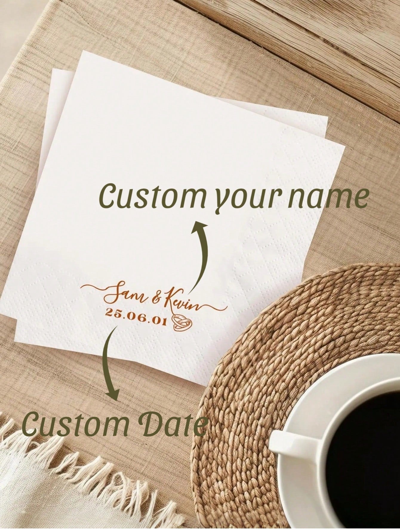 Custom Text & Date Napkins – Custom Wedding Tableware