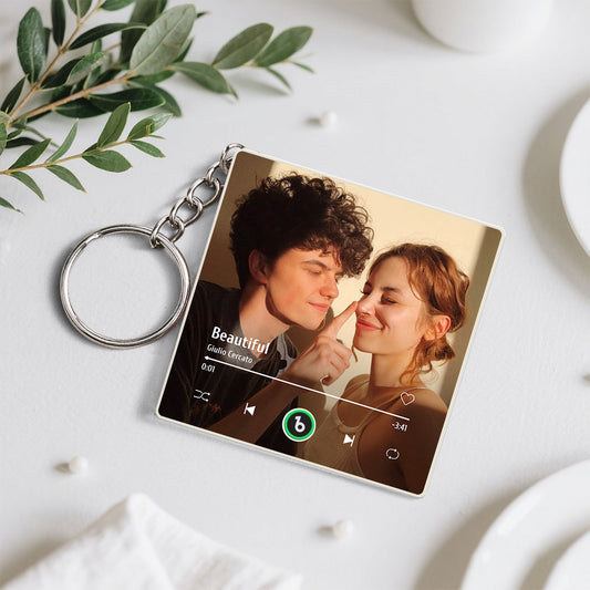 Personalized Photo Music Keychain – Custom Mini Music Box with Uploadable Audio