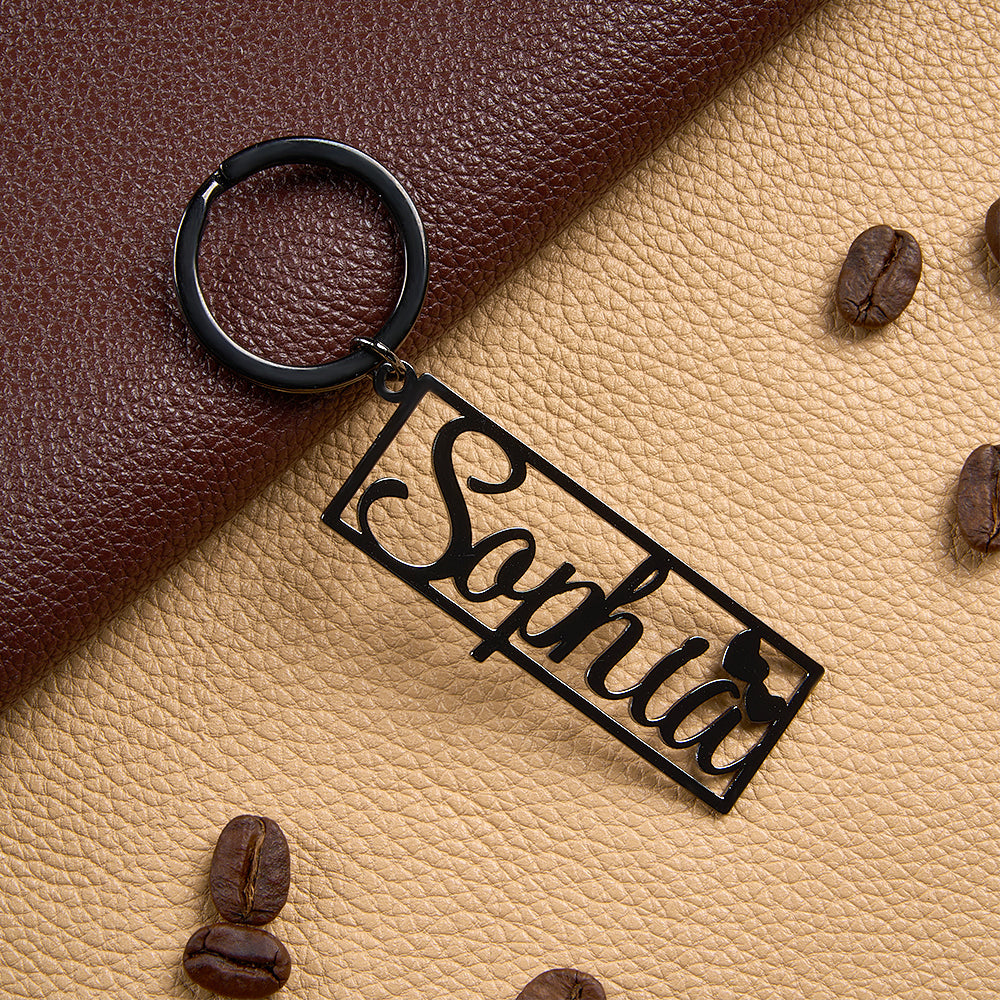 Personalized Name Keychain with Heart Engraved Text Keychain Birthday Gift Anniversary Gift Valentine's Day Gift for Him
