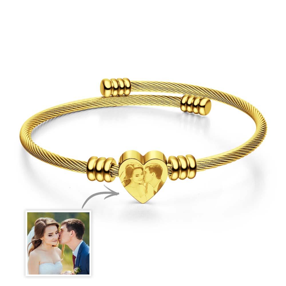 Personalized Engraved Picture Bracelets for Women Custom Inspirational Memorial Jewelry Birthday Gift for Her