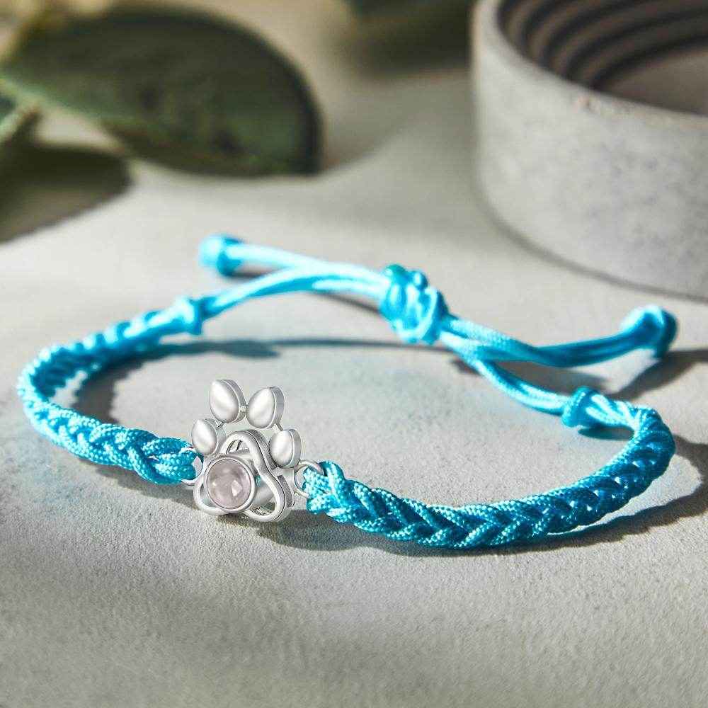 Custom Dog Paw Photo Projection Bracelet – Personalized Braided Rope Pet Keepsake - Customise Now