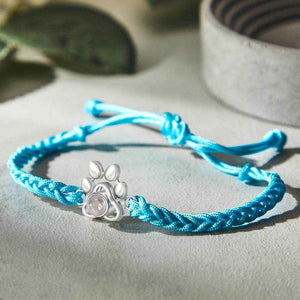 Custom Dog Paw Photo Projection Bracelet – Personalized Braided Rope Pet Keepsake - Customise Now