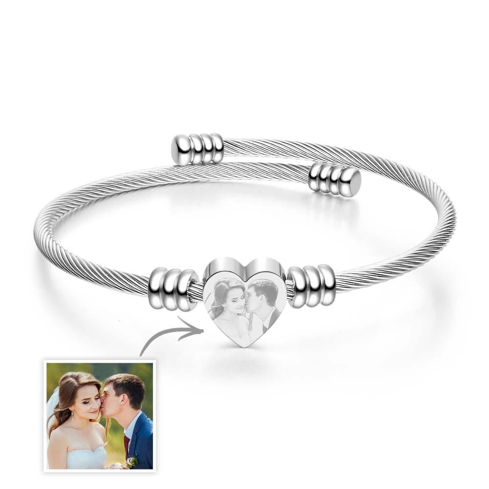 Personalized Engraved Picture Bracelets for Women Custom Inspirational Memorial Jewelry Birthday Gift for Her