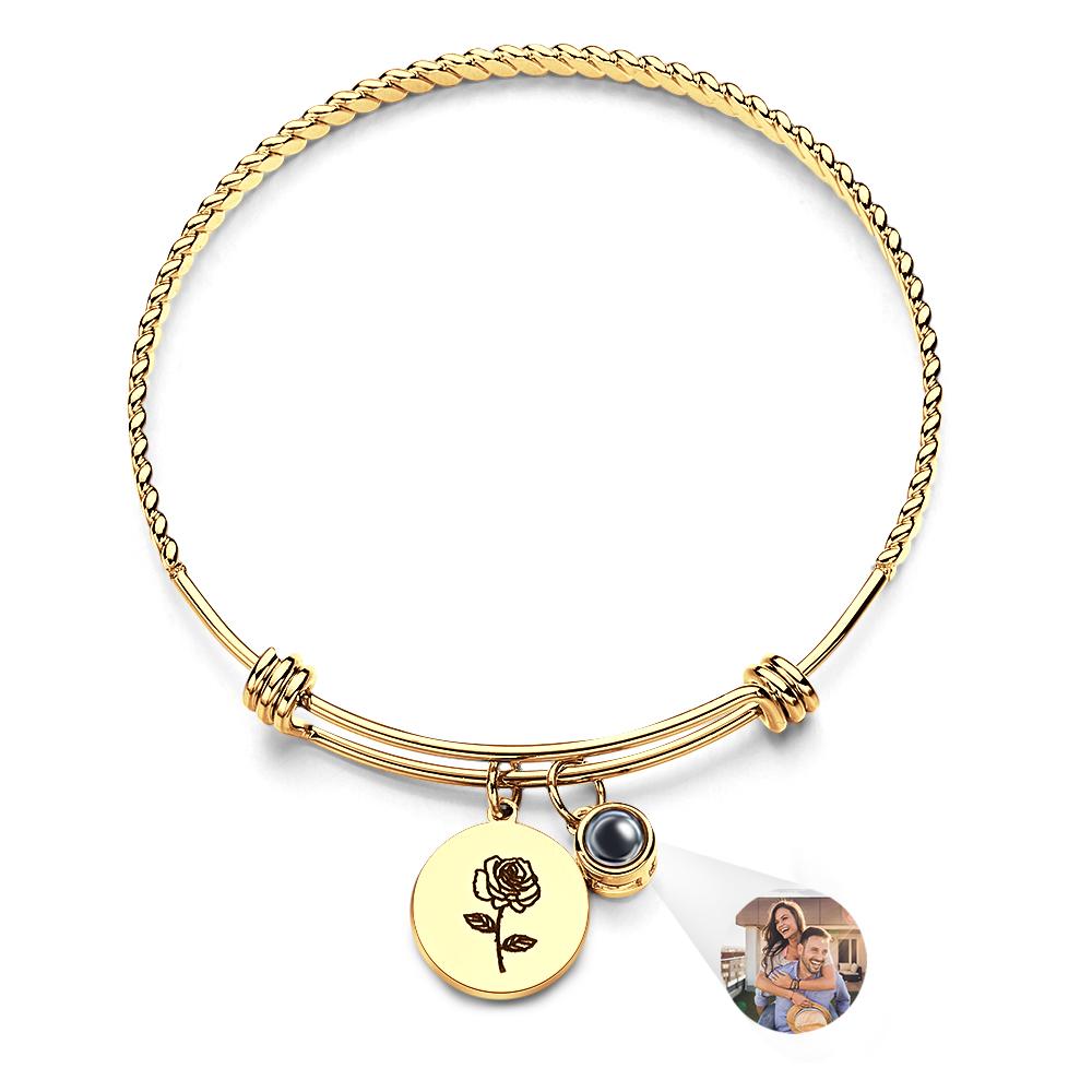 Custom Photo Projection Bracelet Birth Flower Valentine's Day Gift Birthday Gift Mother's Day Gift