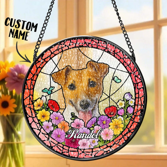 Custom Pet Portrait Stained Glass Suncatcher – Personalized Pet Memorial & Celebration Keepsake