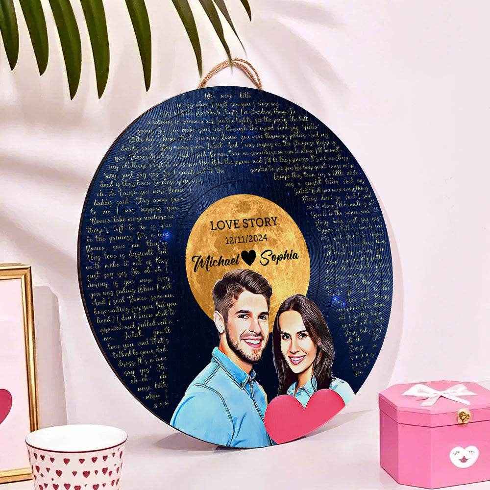 Custom Vinyl Record Wood Sign – Personalized Song Lyrics & Portrait Engraving - Customise Now