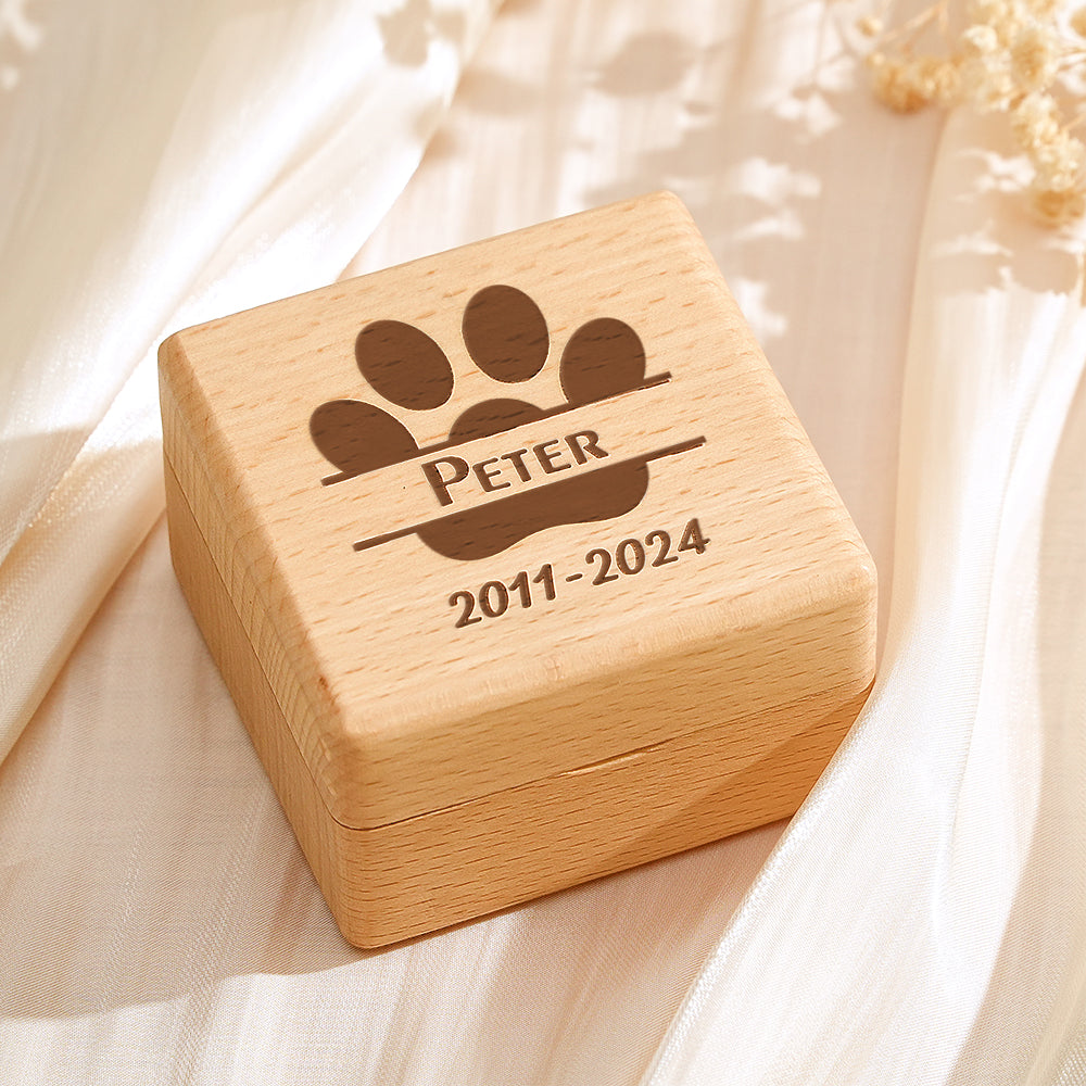 Personalized Pet Memorial Wooden Keepsake Box – Custom Fur & Photo Tribute