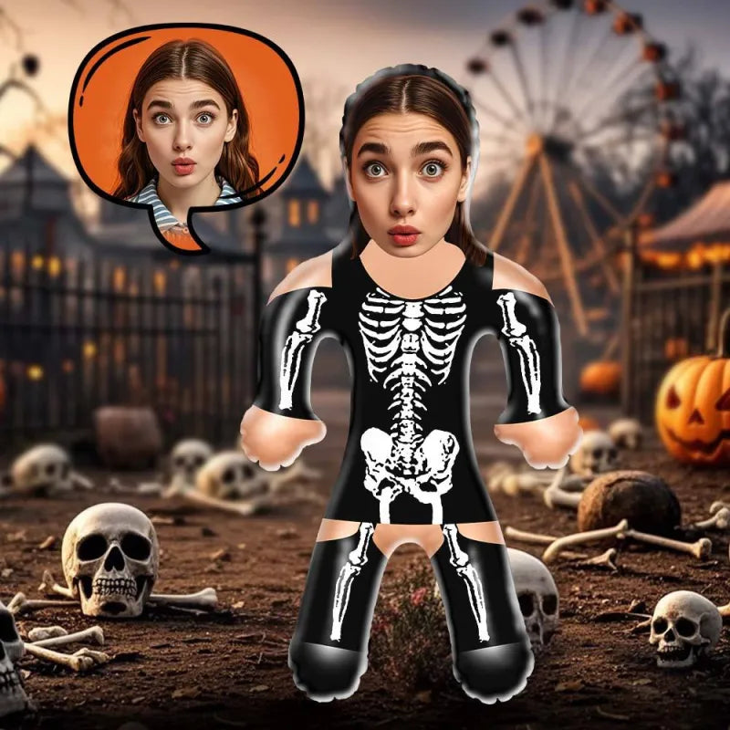 Custom Face Skeleton Lady Blow-Up Doll – Funny Inflatable Balloon Gift