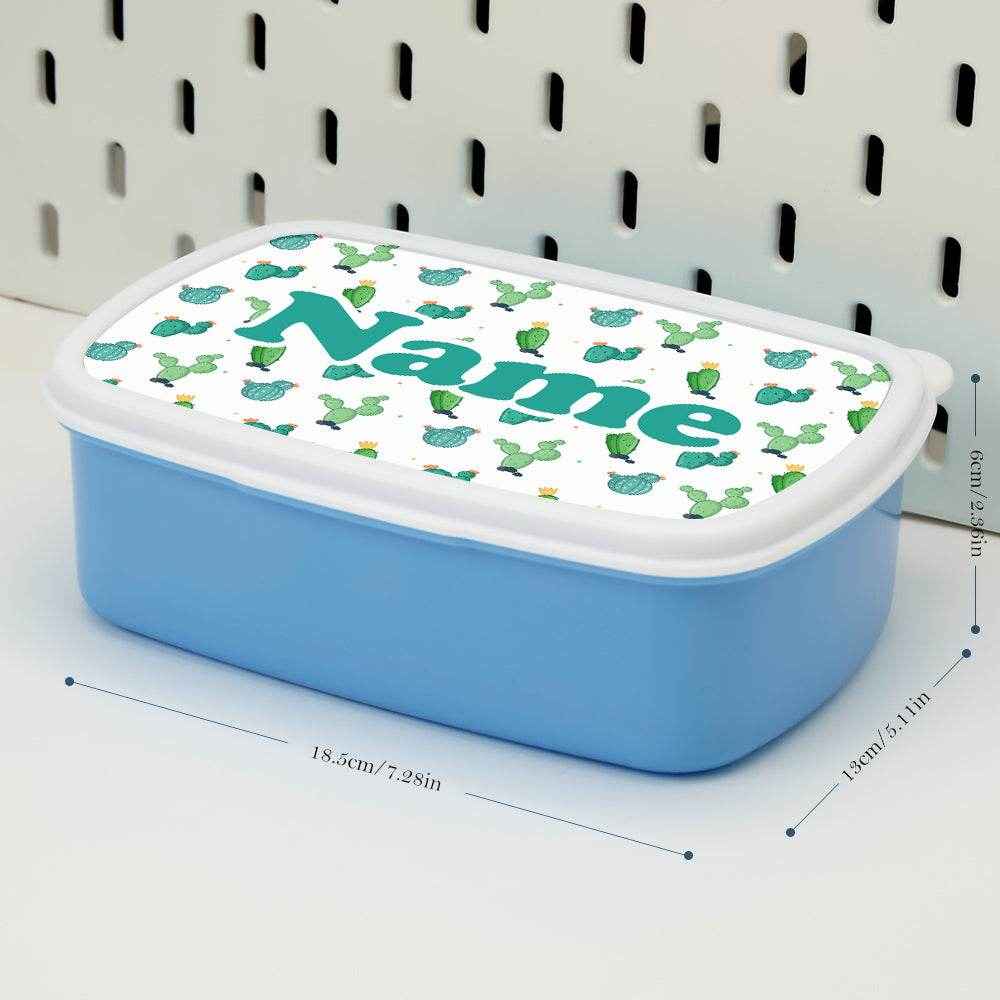 Personalized Name Lunch Box – Cute Cartoon Cactus Design - Customise Now