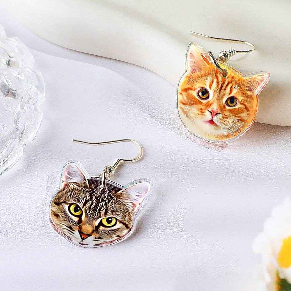 Personalized Pet Portrait Earrings – Custom Cat & Dog Jewelry Gift for Animal Lovers - Customise Now
