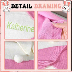 Personalized Knitted Bunny Blanket – Custom Name Baby Blanket - Customise Now