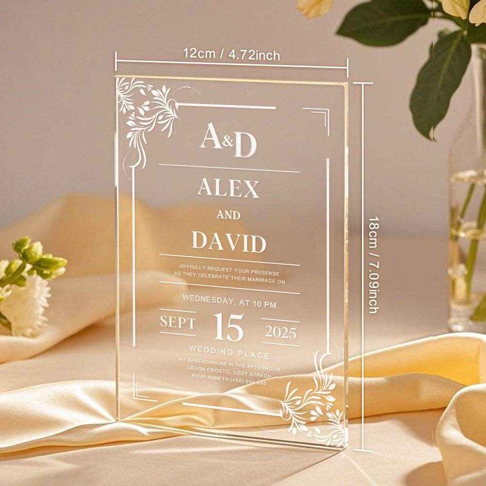 Personalized Acrylic Wedding Invitation – Elegant Custom Party Invites - Customise Now